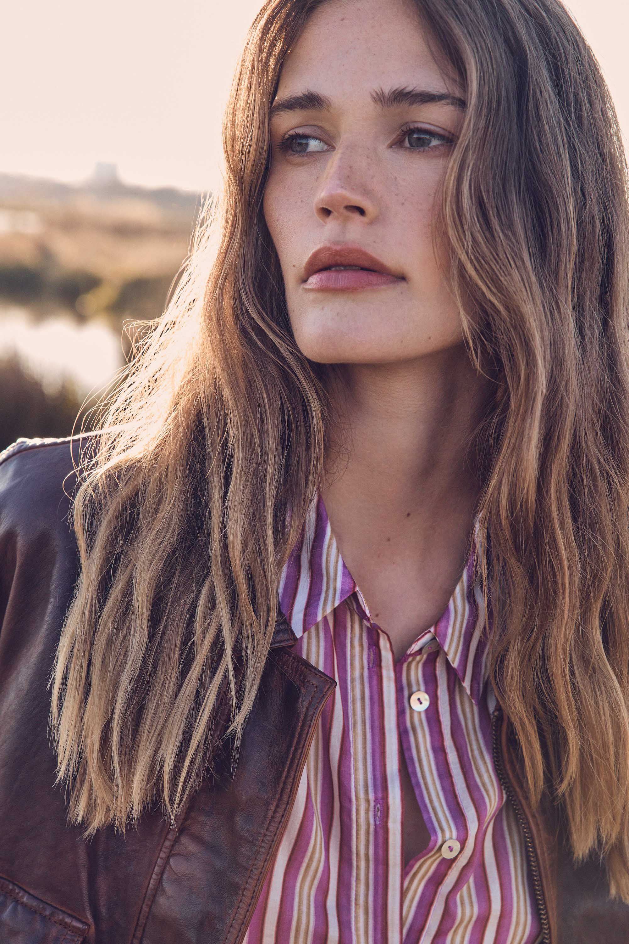 Colette Striped Blouse - Dark Fuchsia