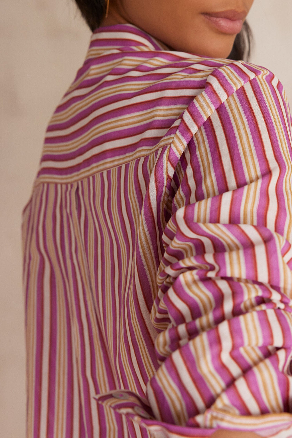 Colette Striped Blouse - Dark Fuchsia