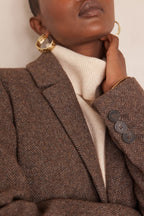 Anabelle Herringbone Coat - Chocolate