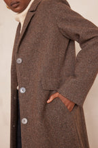 Anabelle Herringbone Coat - Chocolate