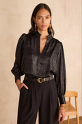 Blusa Beth Foil - Noir