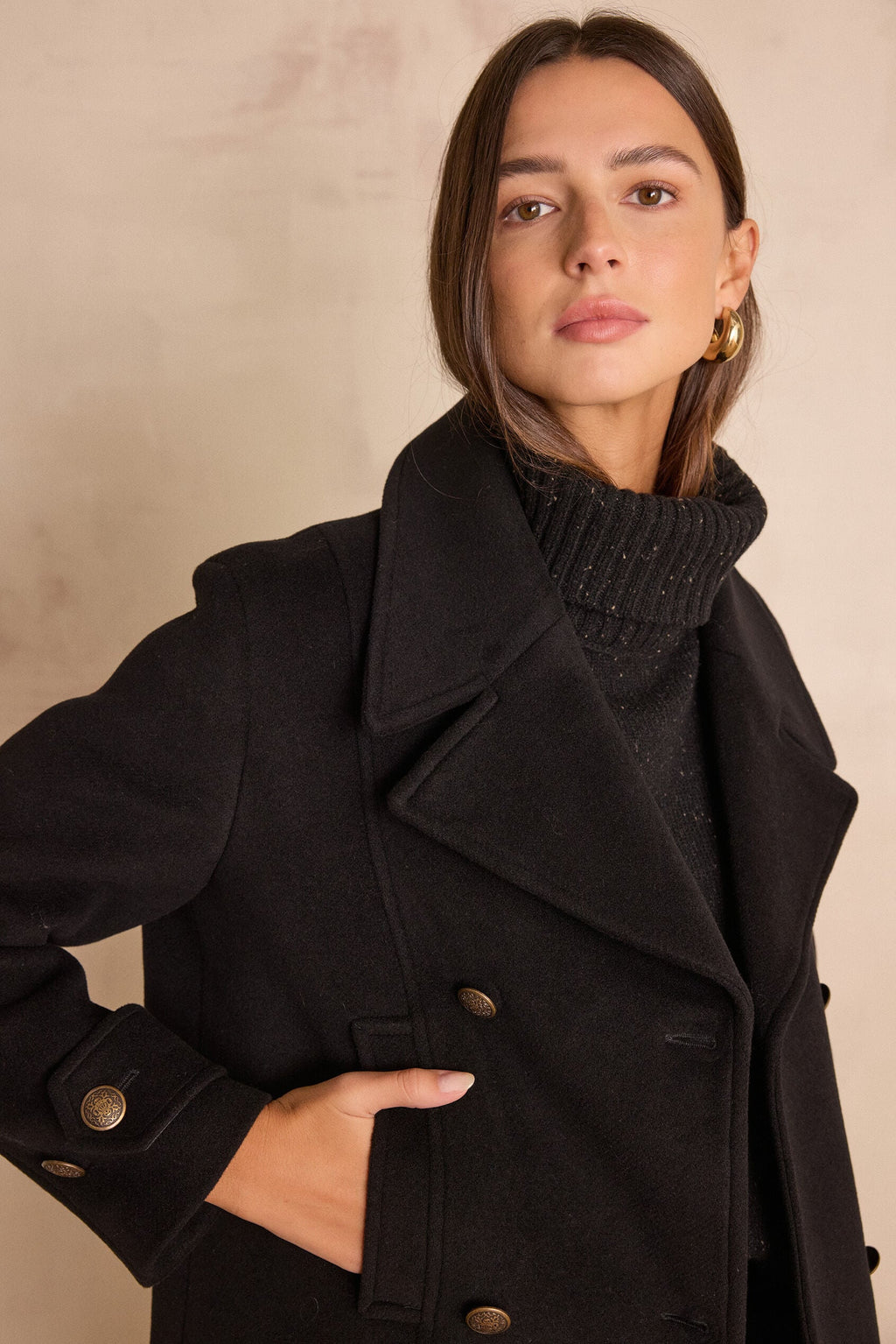 Djanis Pea Coat - Black