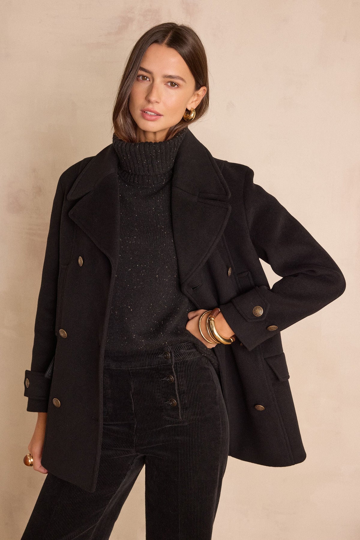 Djanis Pea Coat - Black