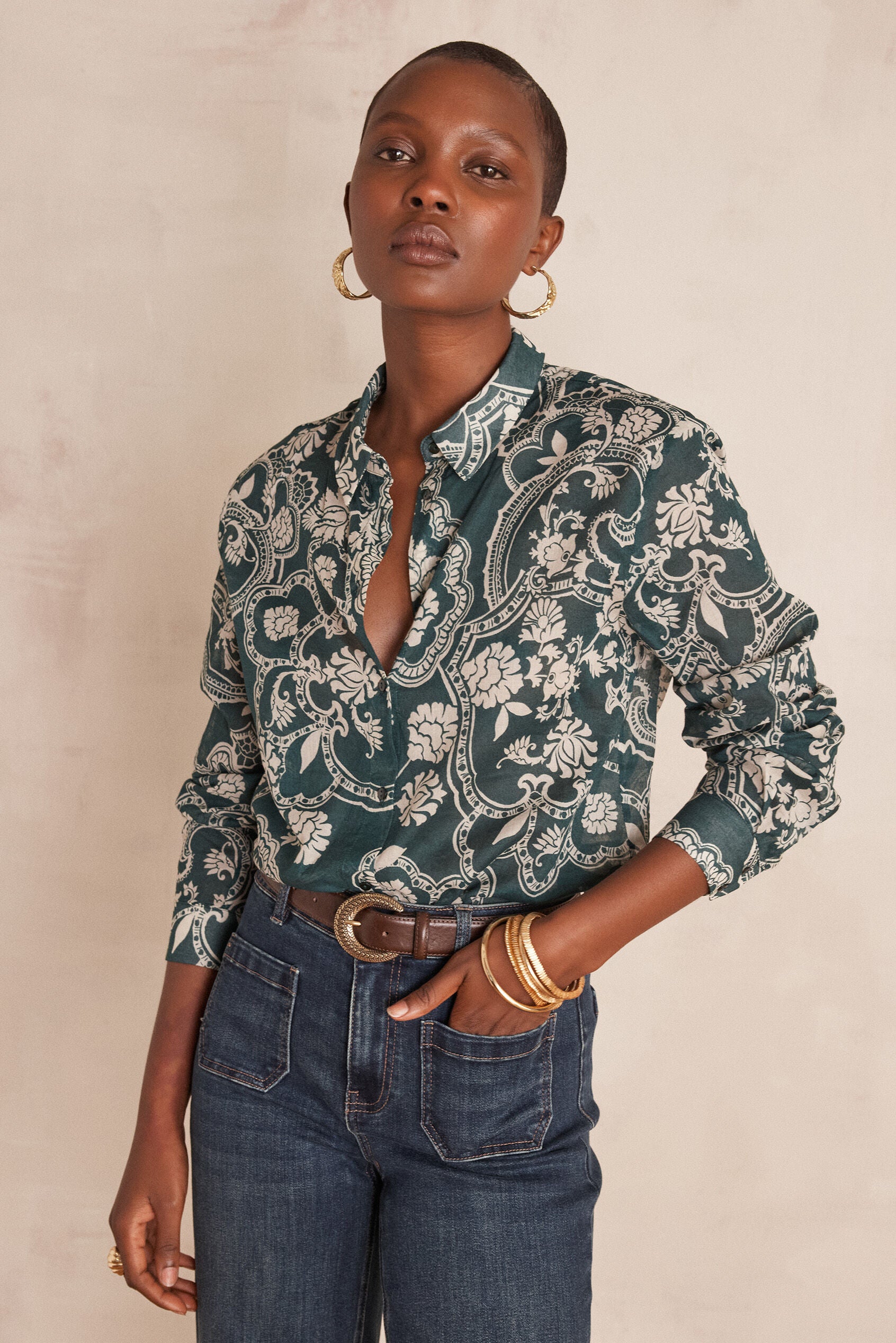 Camisa Colette Estampada - Verde Inglés