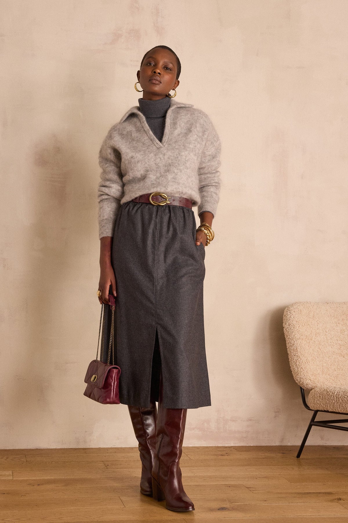 Charlie Flowing Skirt - Anthracite
