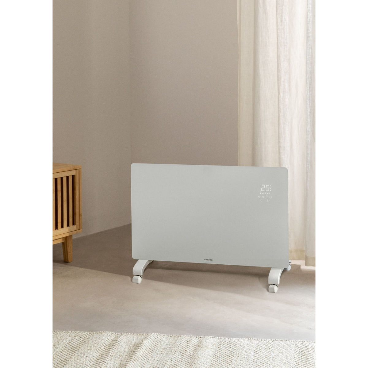 Warm Crystal 2000W - Convecteur Électrique En Verre Wifi Avec Roulettes - Blanc