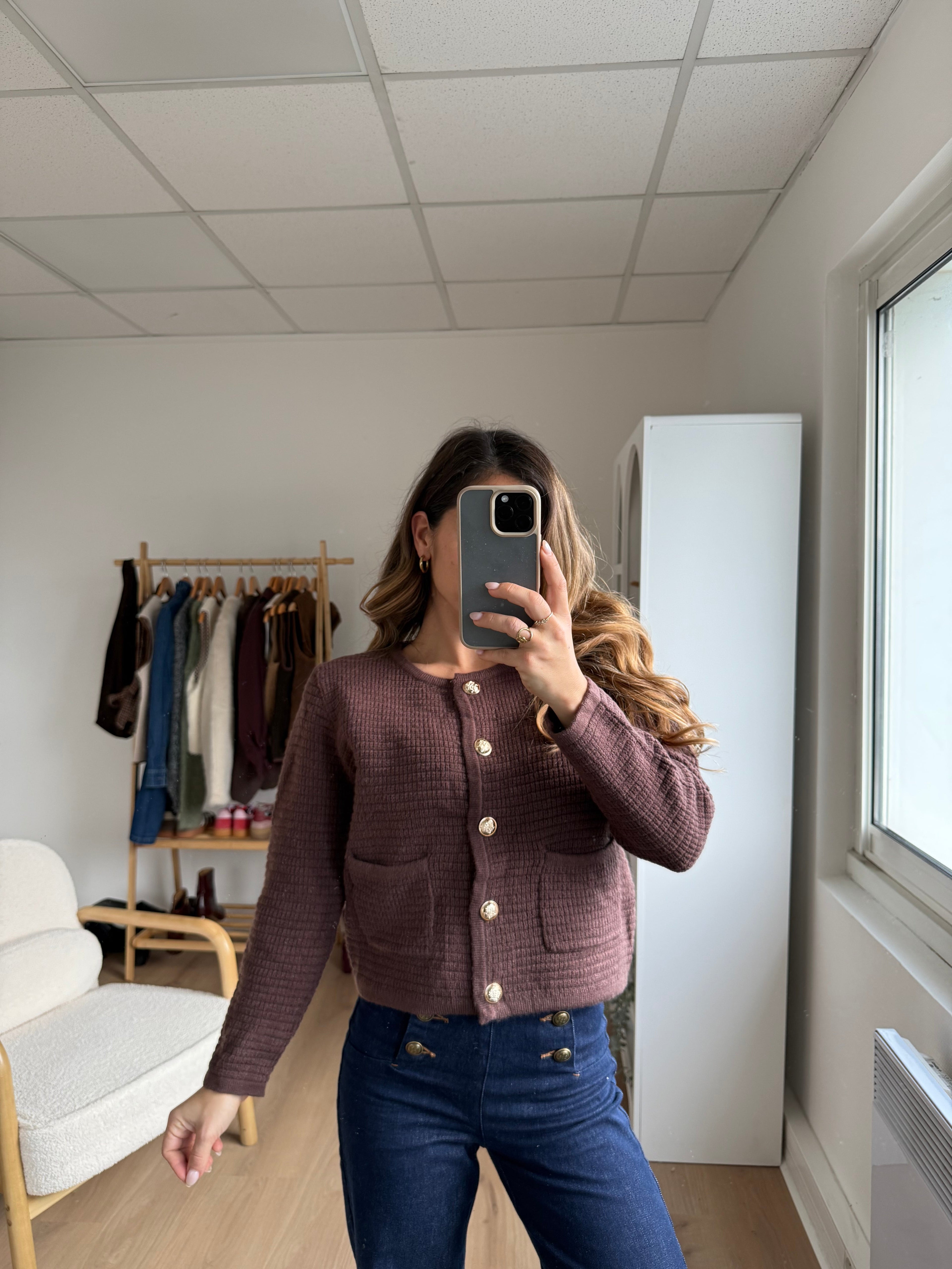 Cardigan À Grosses Mailles Giulia Chocolat