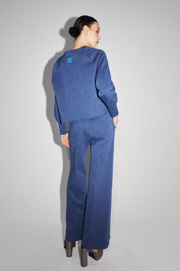 The Neil Trousers In Blue Lurex Jersey