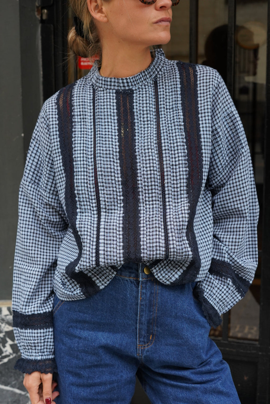 Blouse Margaux Carreaux Marine