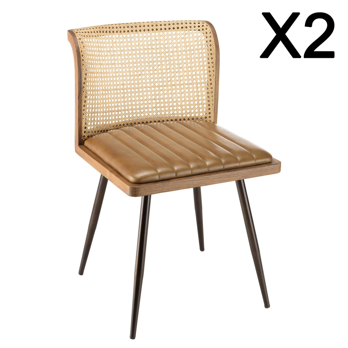 Marcel - Set of 2 Chairs - Brown/Black/Light Wood