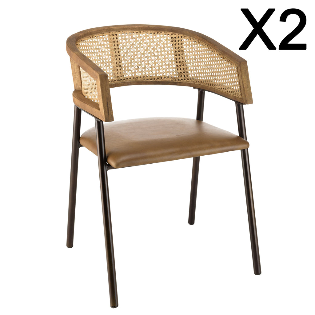 Marcel - Lote De 2 Sillas - Marrón/Negro/Madera Clara
