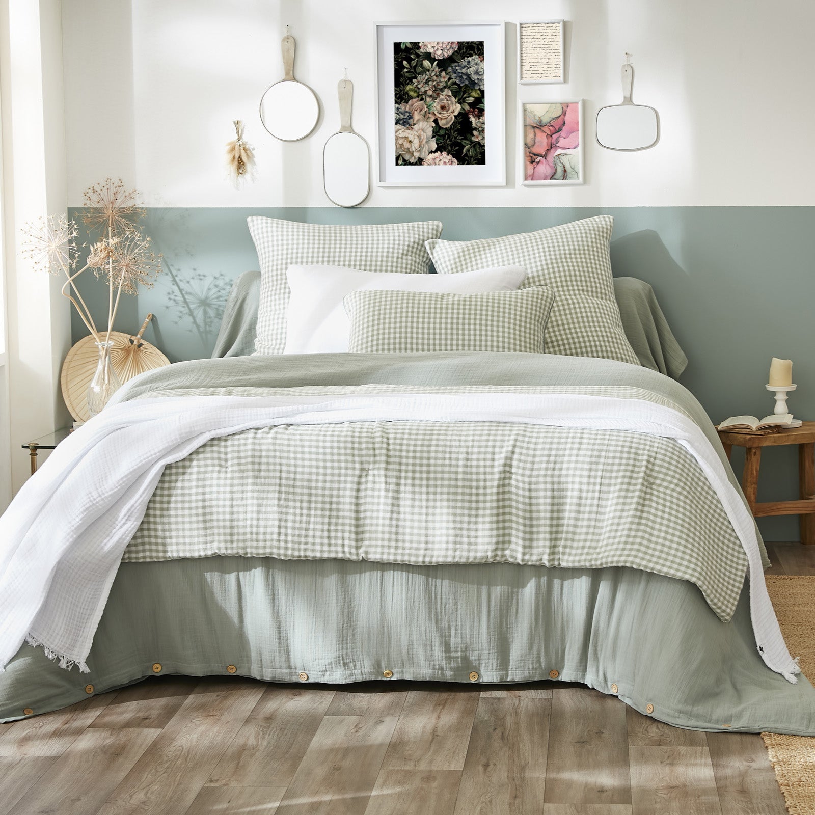 Vickie - Bout De Lit - Gaze De Coton - Eucalyptus