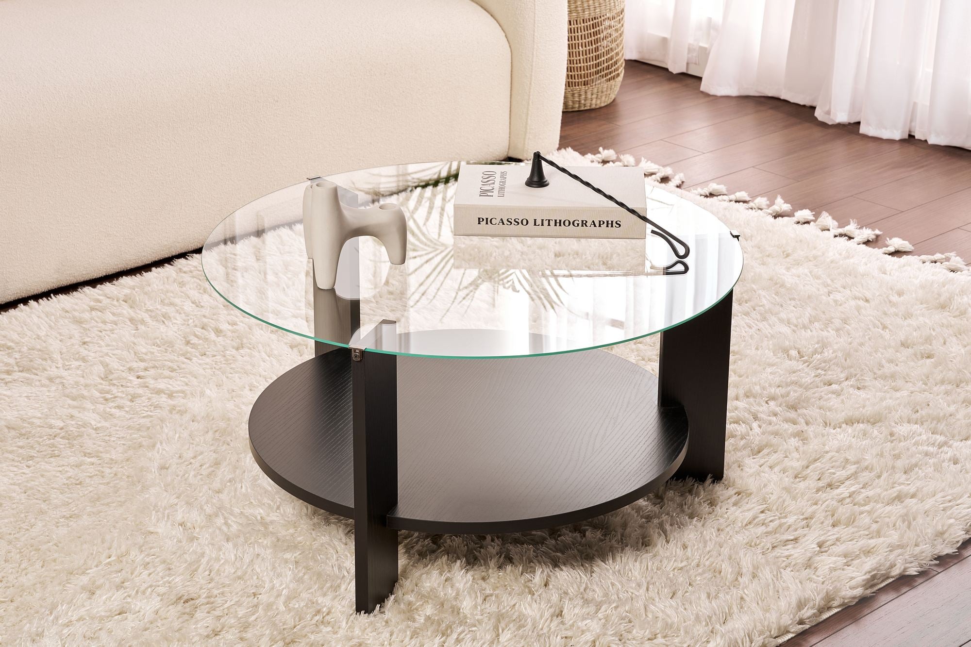 Clara - Coffee Table - Black Wood/Clear