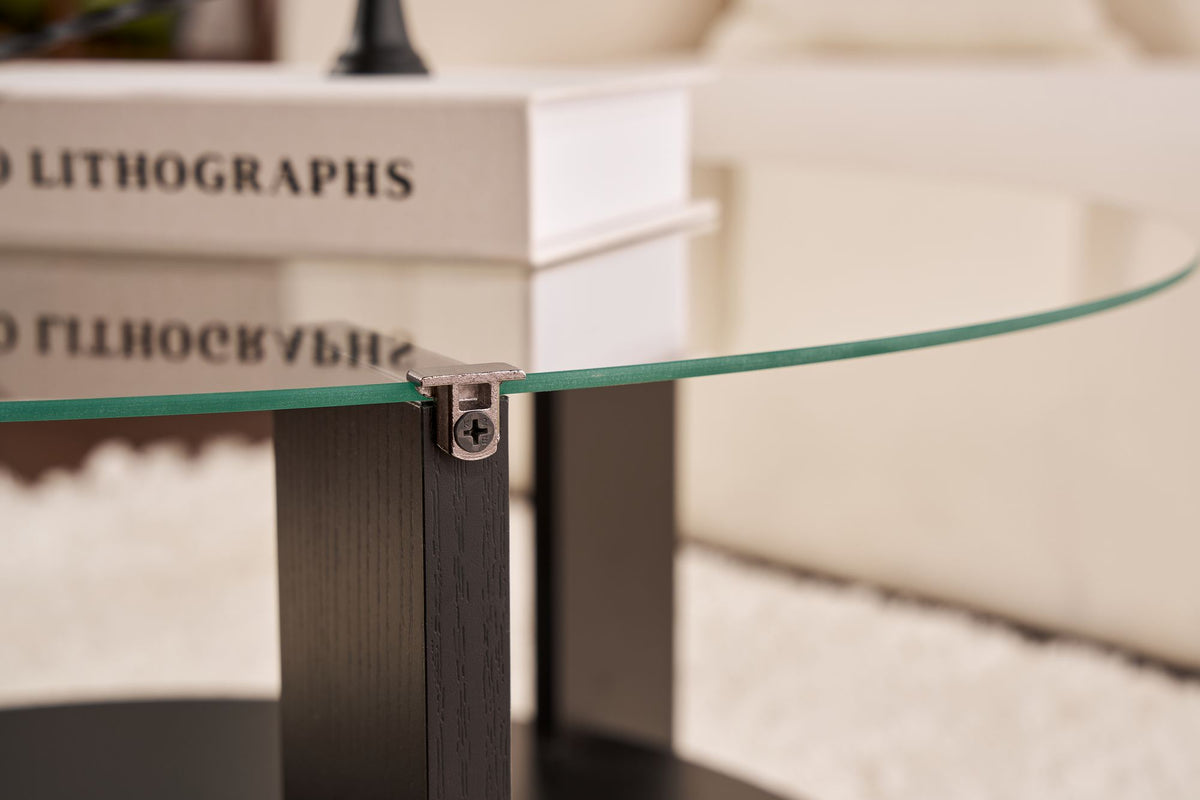 Clara - Coffee Table - Black Wood/Clear