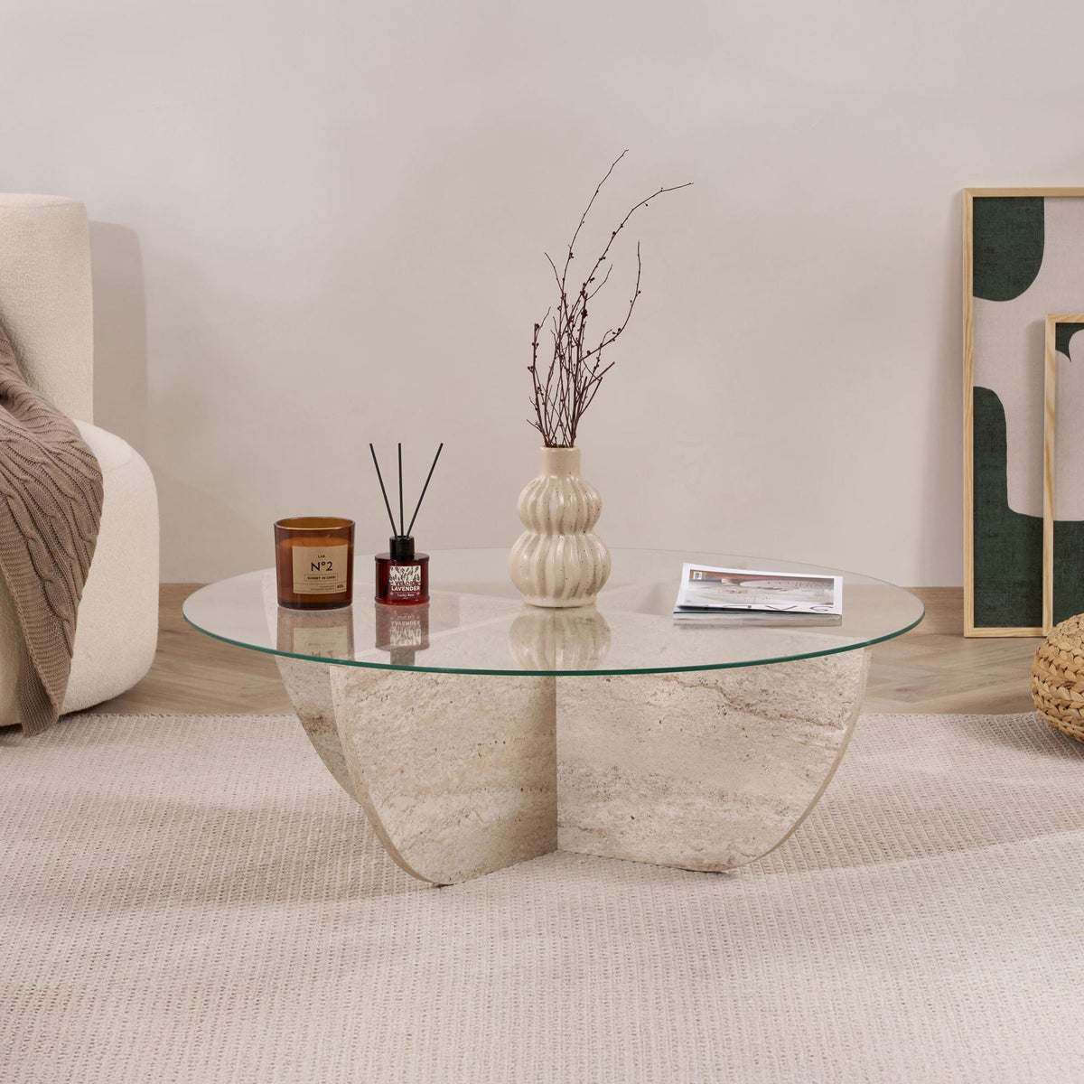 Liya - Coffee Table - Travertine