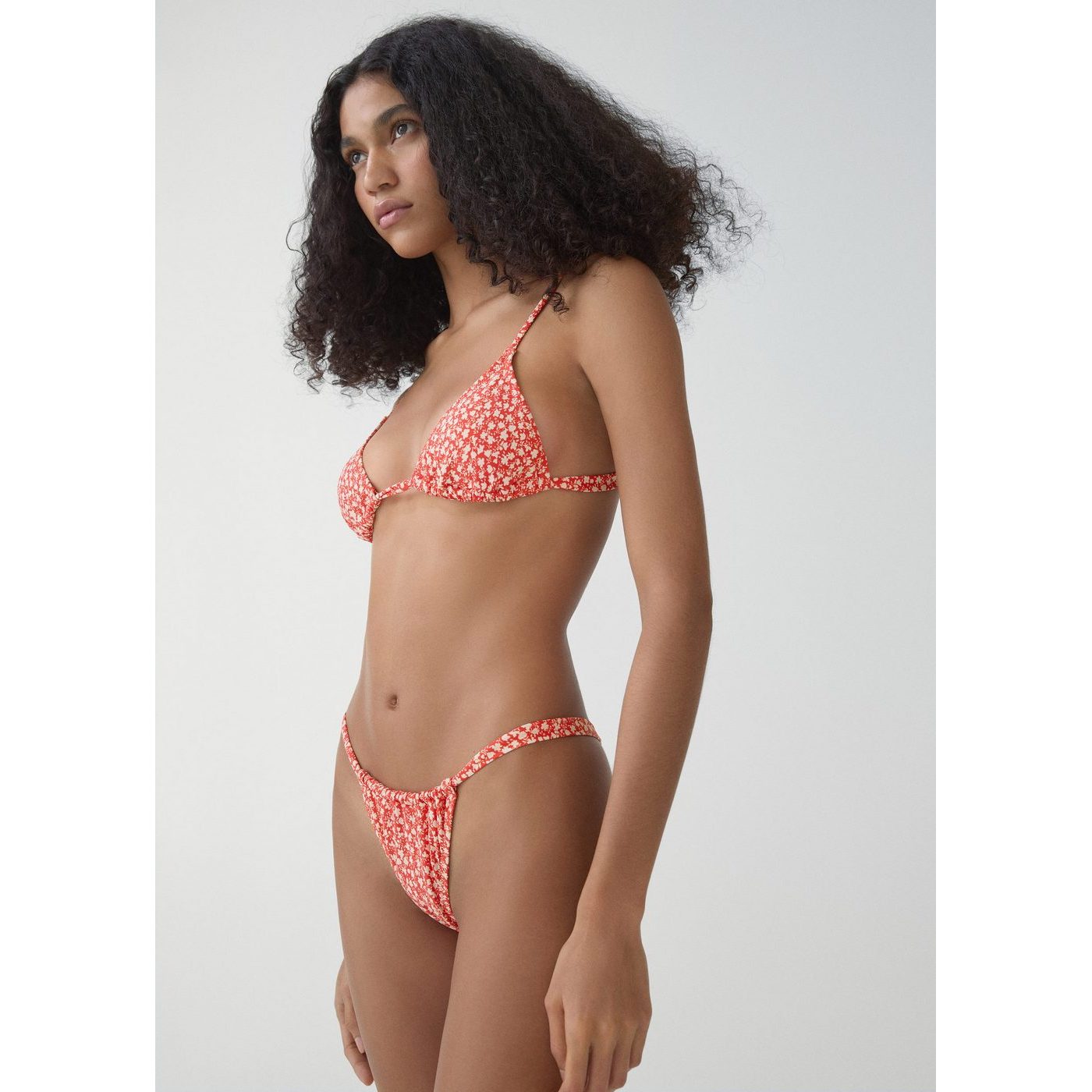 Braguitas de bikini clásicas con estampado floral - Rojo