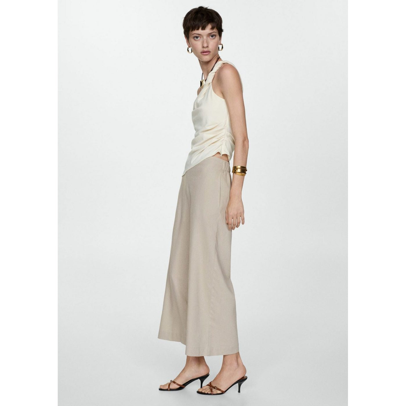 Pantalon Wideleg Lin - Beige