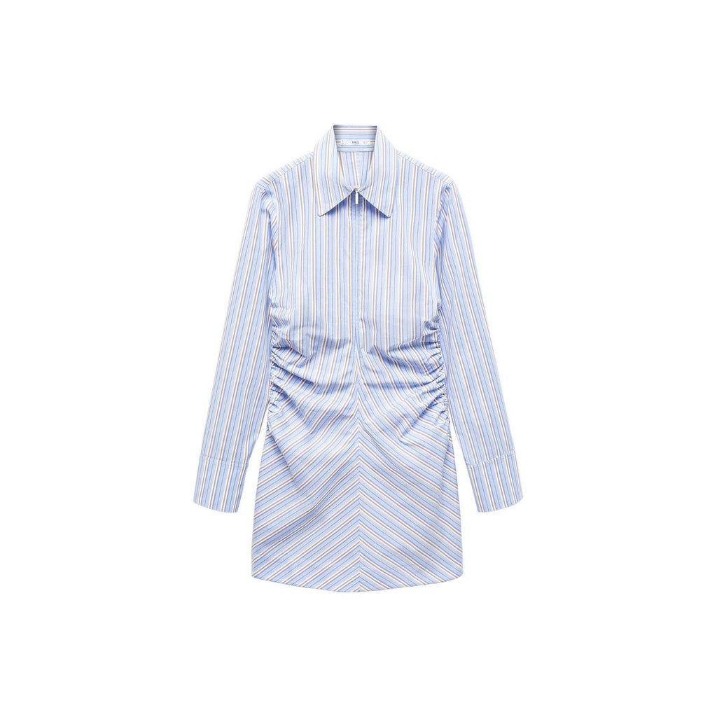 Zippered Shirt Dress ╔Light Stripes - Sky Blue