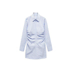 Zippered Shirt Dress ╔Light Stripes - Sky Blue