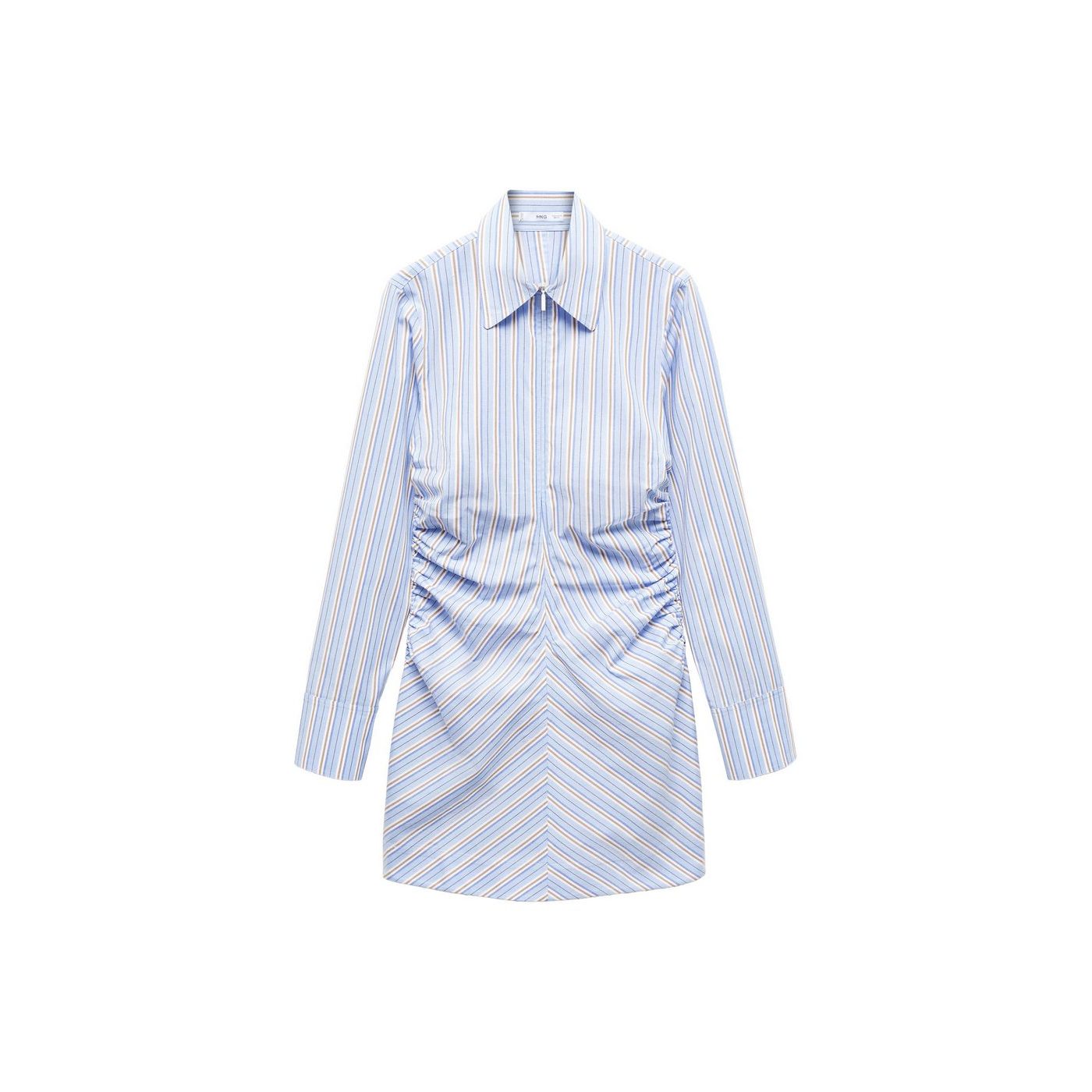 Zippered Shirt Dress ╔Light Stripes - Sky Blue