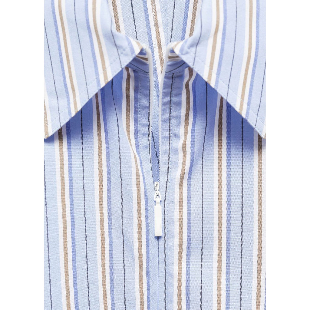 Zippered Shirt Dress ╔Light Stripes - Sky Blue
