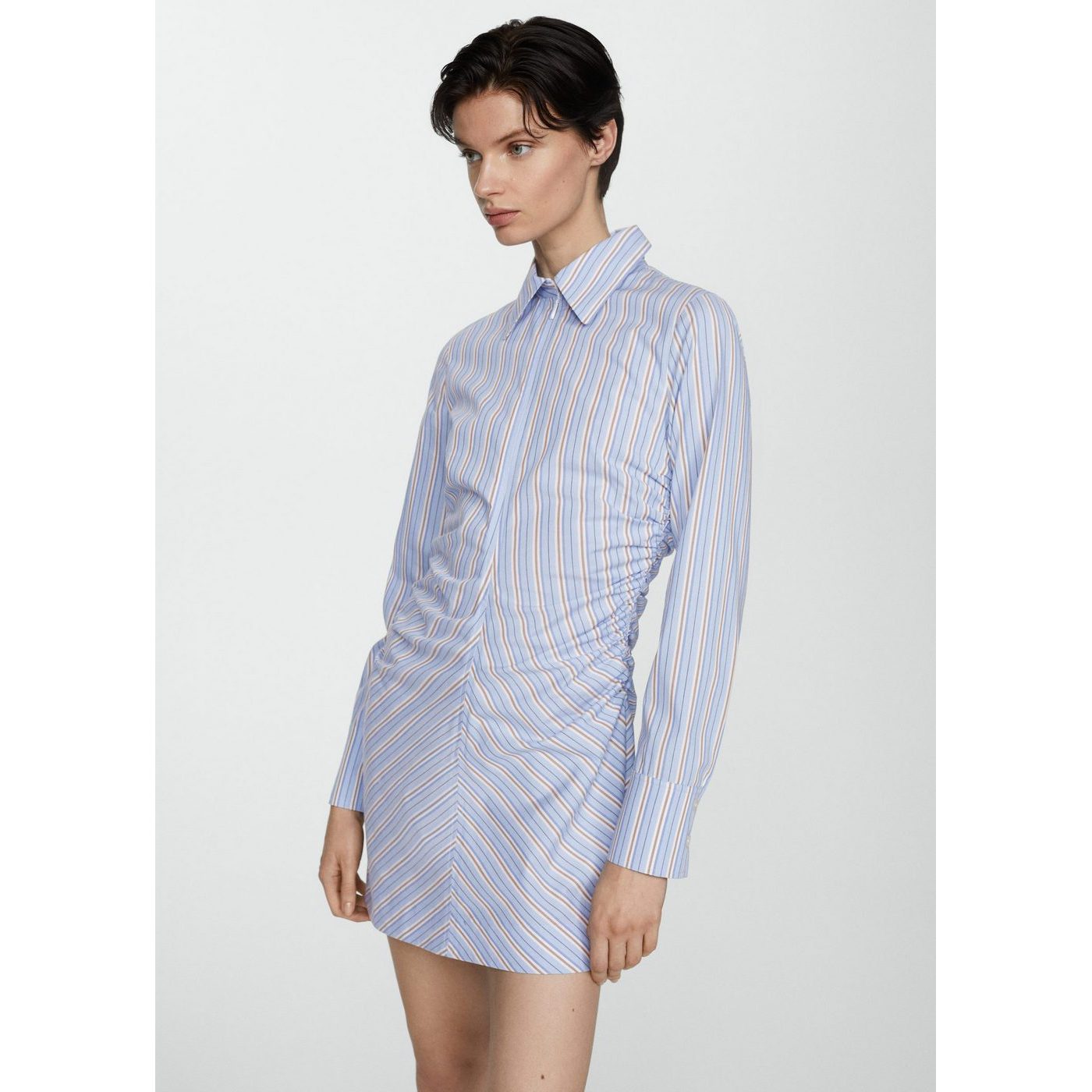 Zippered Shirt Dress ╔Light Stripes - Sky Blue