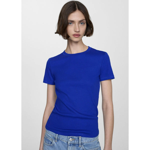 T-Shirt Manches Courtes Maille Côtelée - Blue