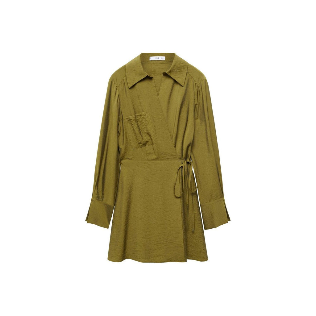 Vestido cruzado con lazo - Caqui