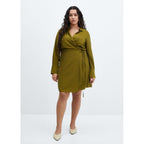 Vestido cruzado con lazo - Caqui