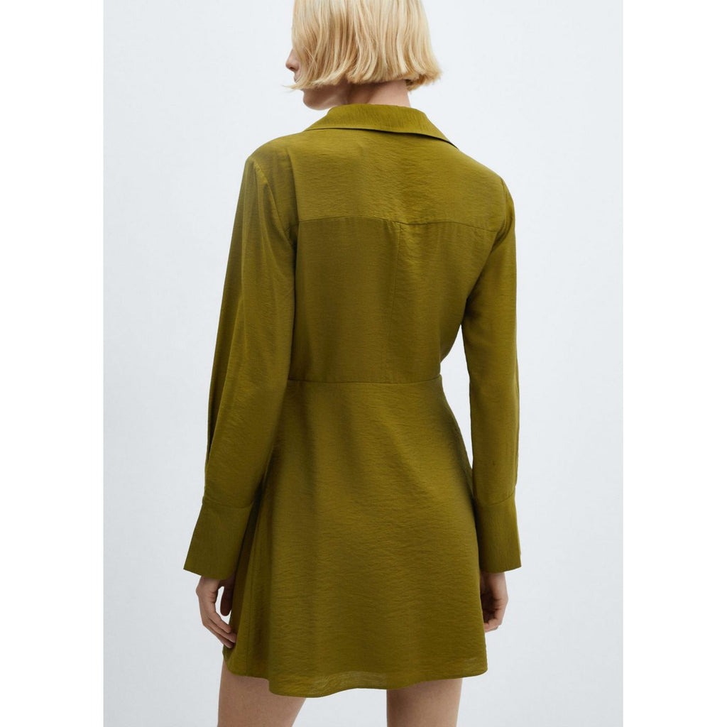 Vestido cruzado con lazo - Caqui