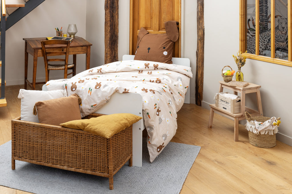Juego de cama - Algodón estampado - Pompón