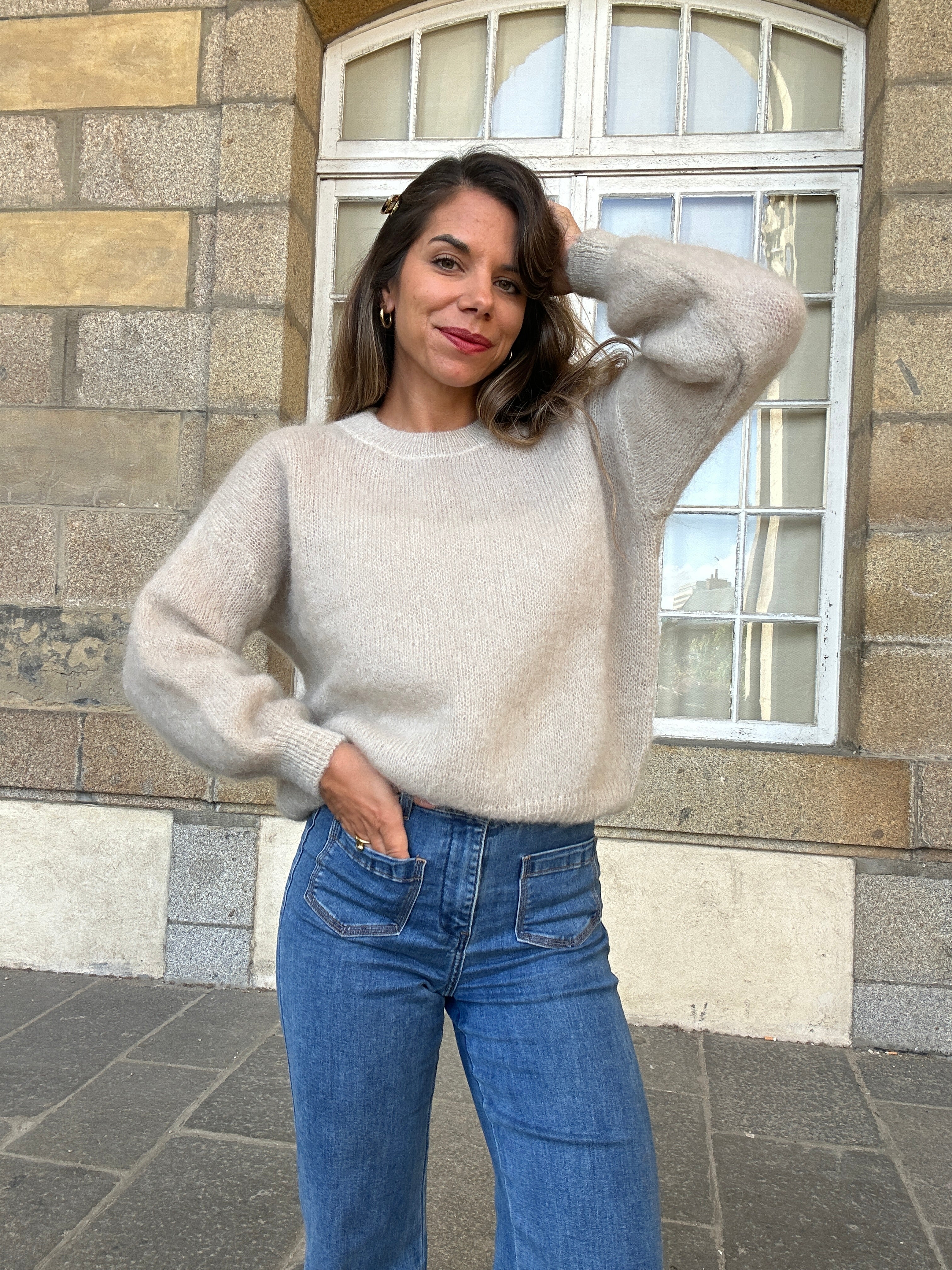 Maille en mohair et laine Gaia beige