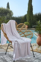 Fouta with Fringes - Dyed Woven Cotton + Terry Cloth - Naël - Sand