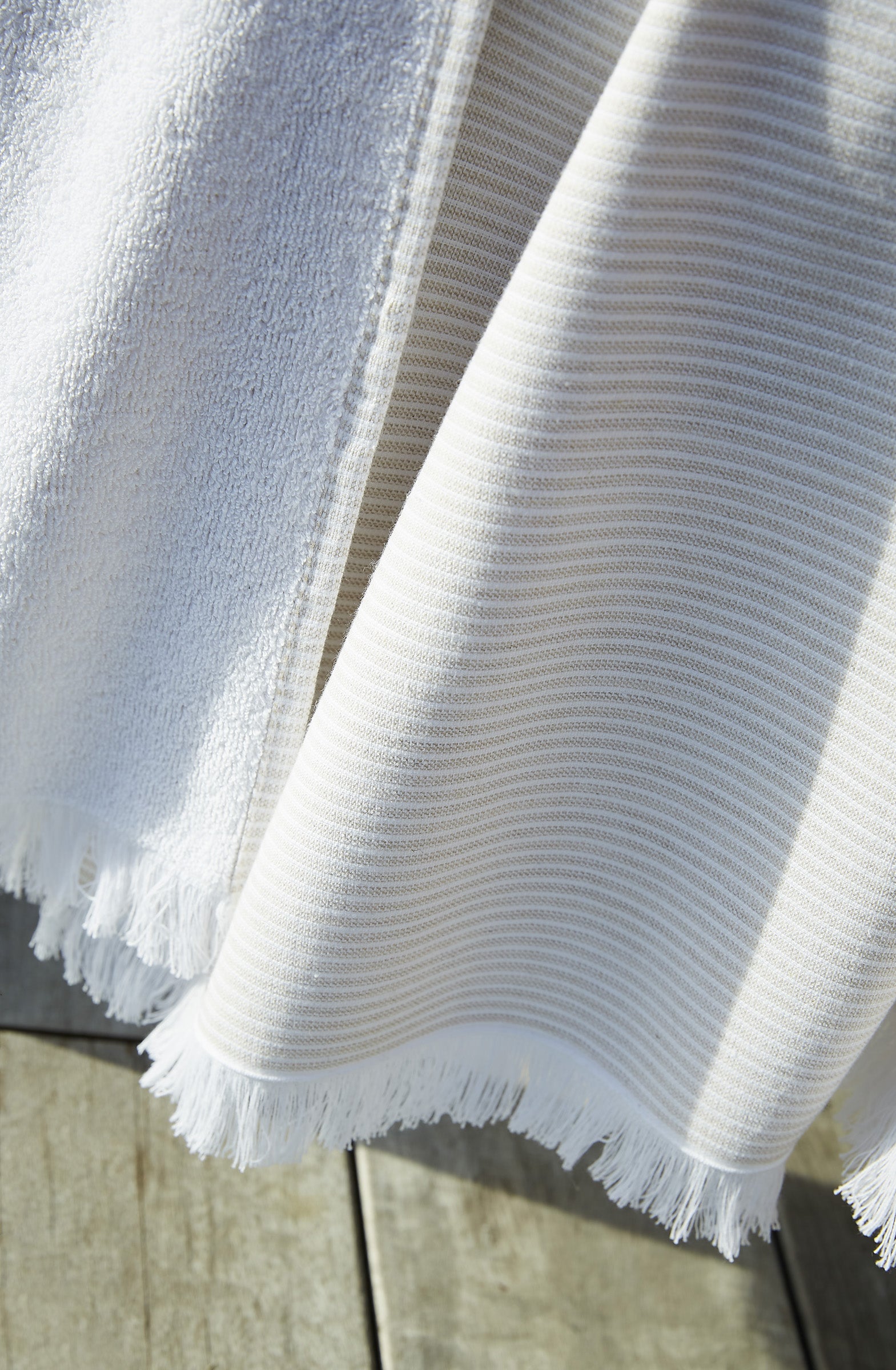 Fouta with Fringes - Dyed Woven Cotton + Terry Cloth - Naël - Sand