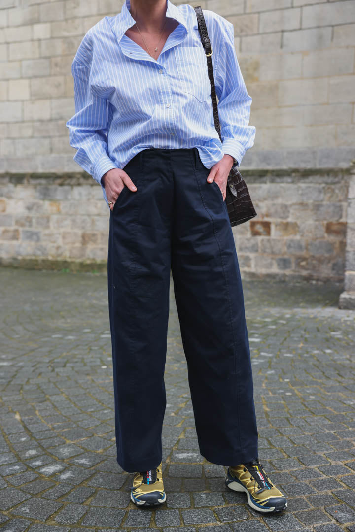 Louis Navy Barrel Trousers