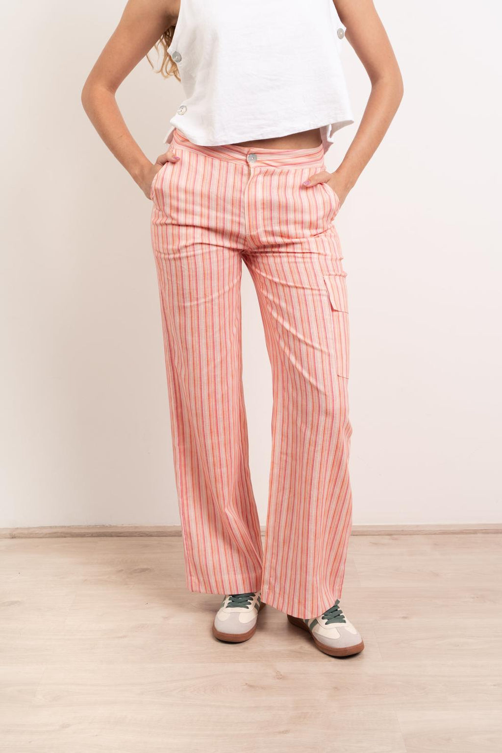 Pantalón tailandés de lino rosa