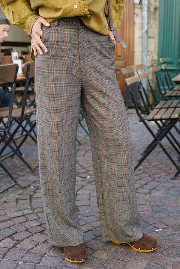 Pantalon Pablo Carreaux Marron