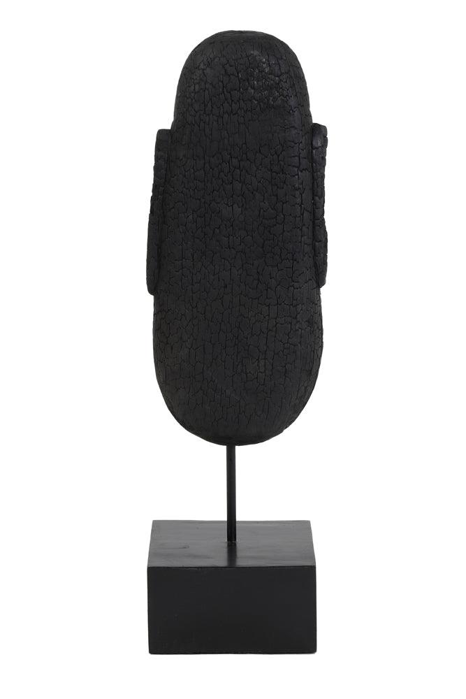 Statue Visage Noir En Bois Sur Pied Mask
