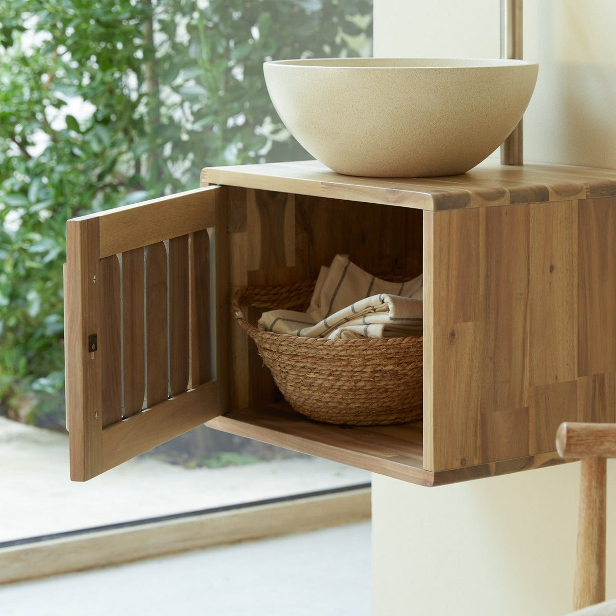 Lila - Meuble De Salle De Bain - Acacia - Naturel