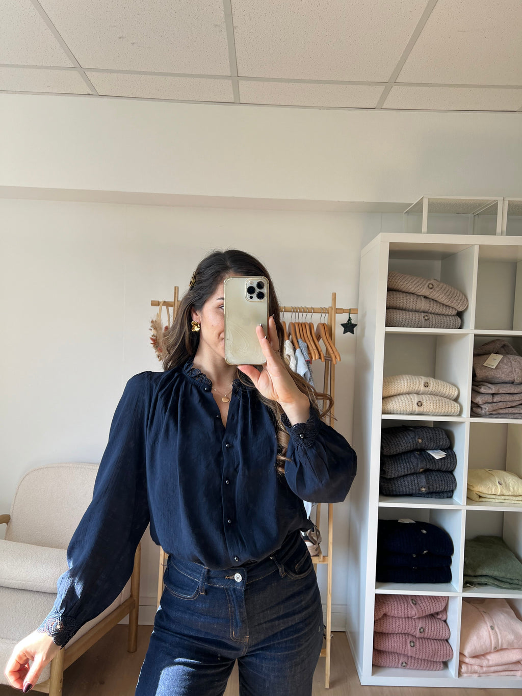 Maïwenn Blusa Bordada Azul Marino