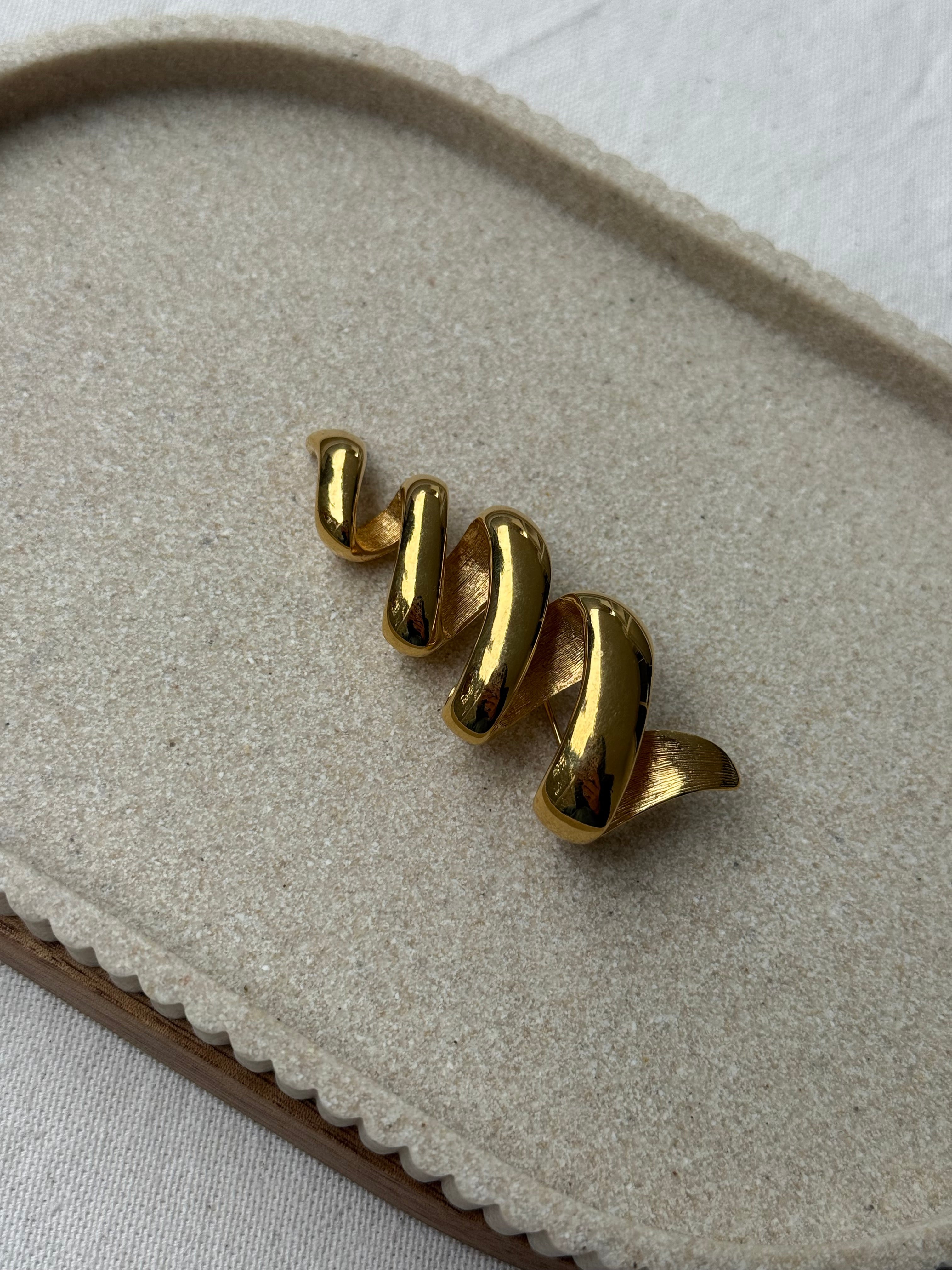 Vintage Monet Brooch - Golden Spiral