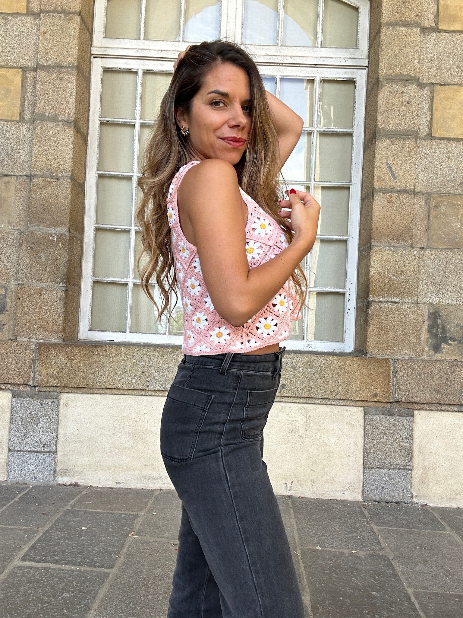 Pink Daisy Crochet Top