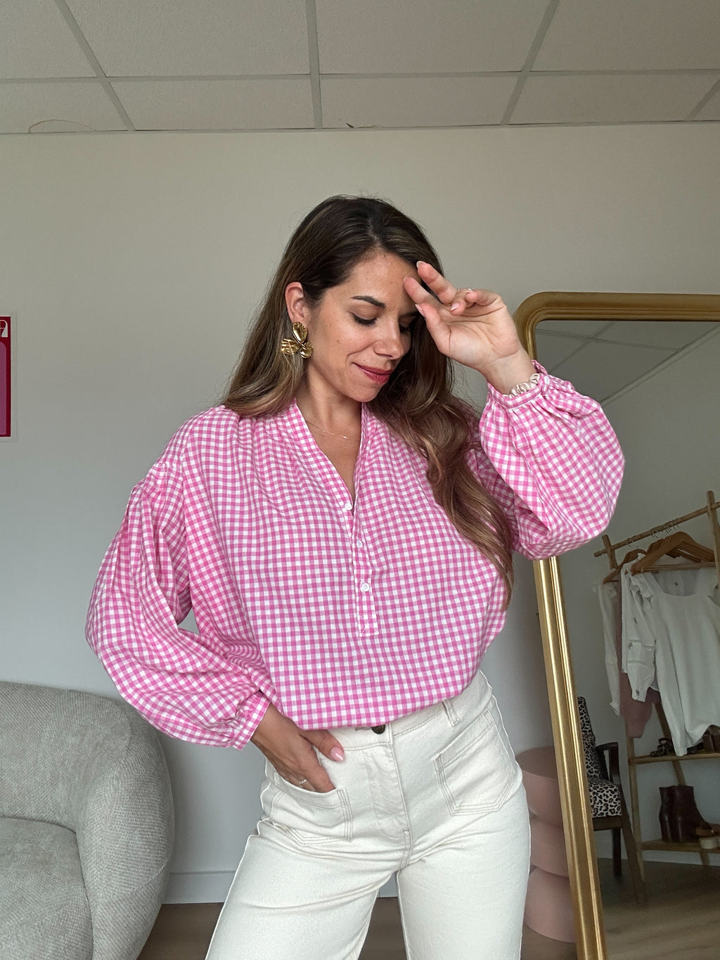 Blusa a cuadros rosa Clothilde