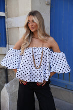 Blouse À Pois Sola - Blanc/Noir