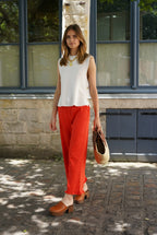 Gauthier Ruffled Trousers Red Denim