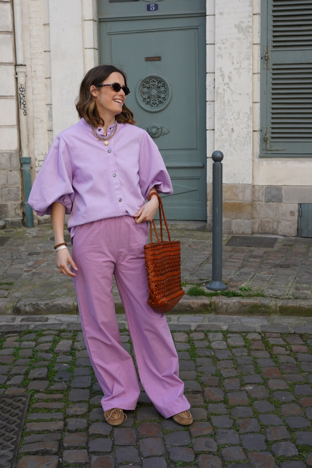 Pantalón Arthur Vichy Malva/Rosa