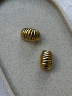 Vintage Earrings - Gold Ribbed Hoops