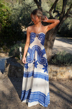 Olympe Embroidered Dress - Blue