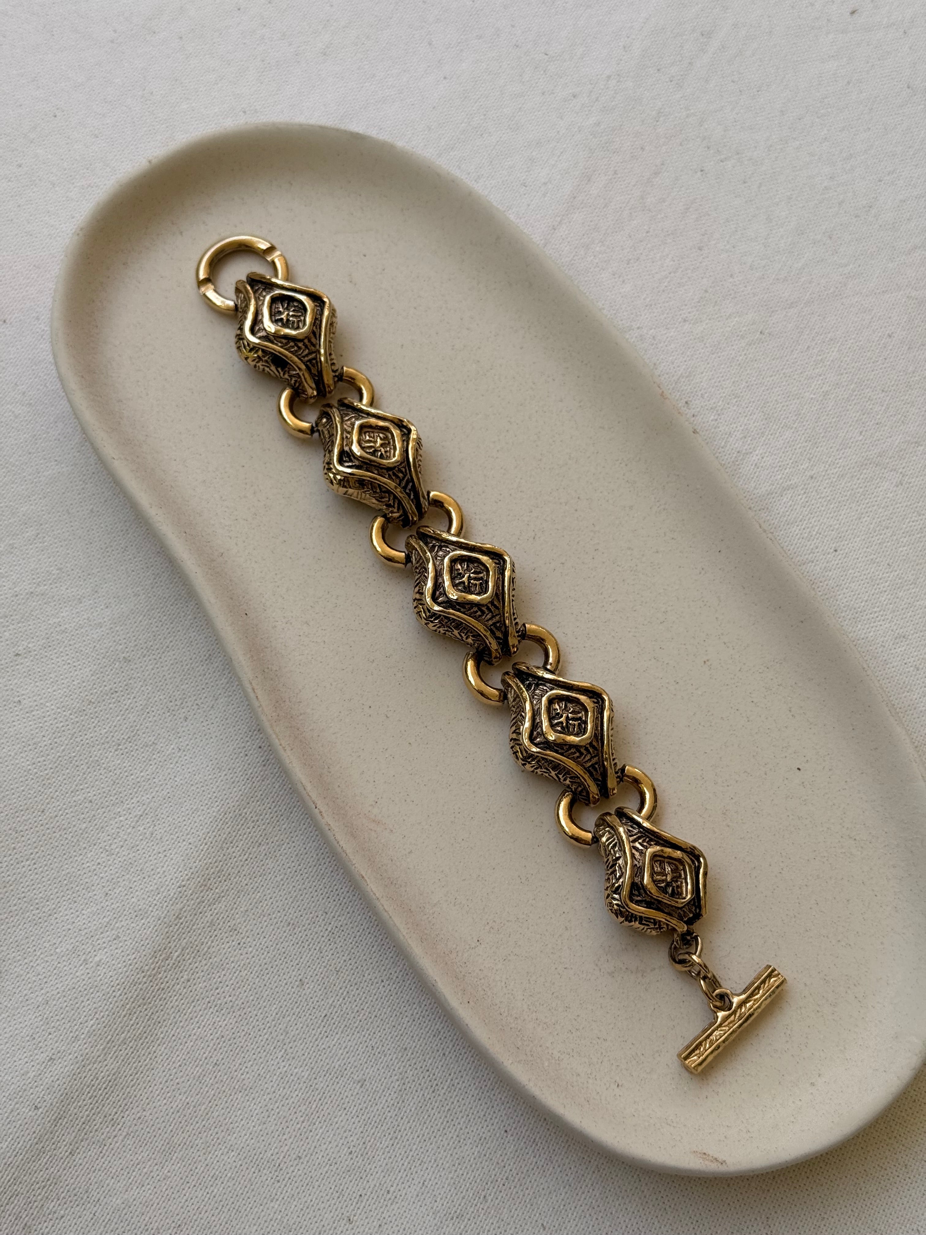 Bracelet Guy Laroche Vintage - Maillons Sculptés Dorés