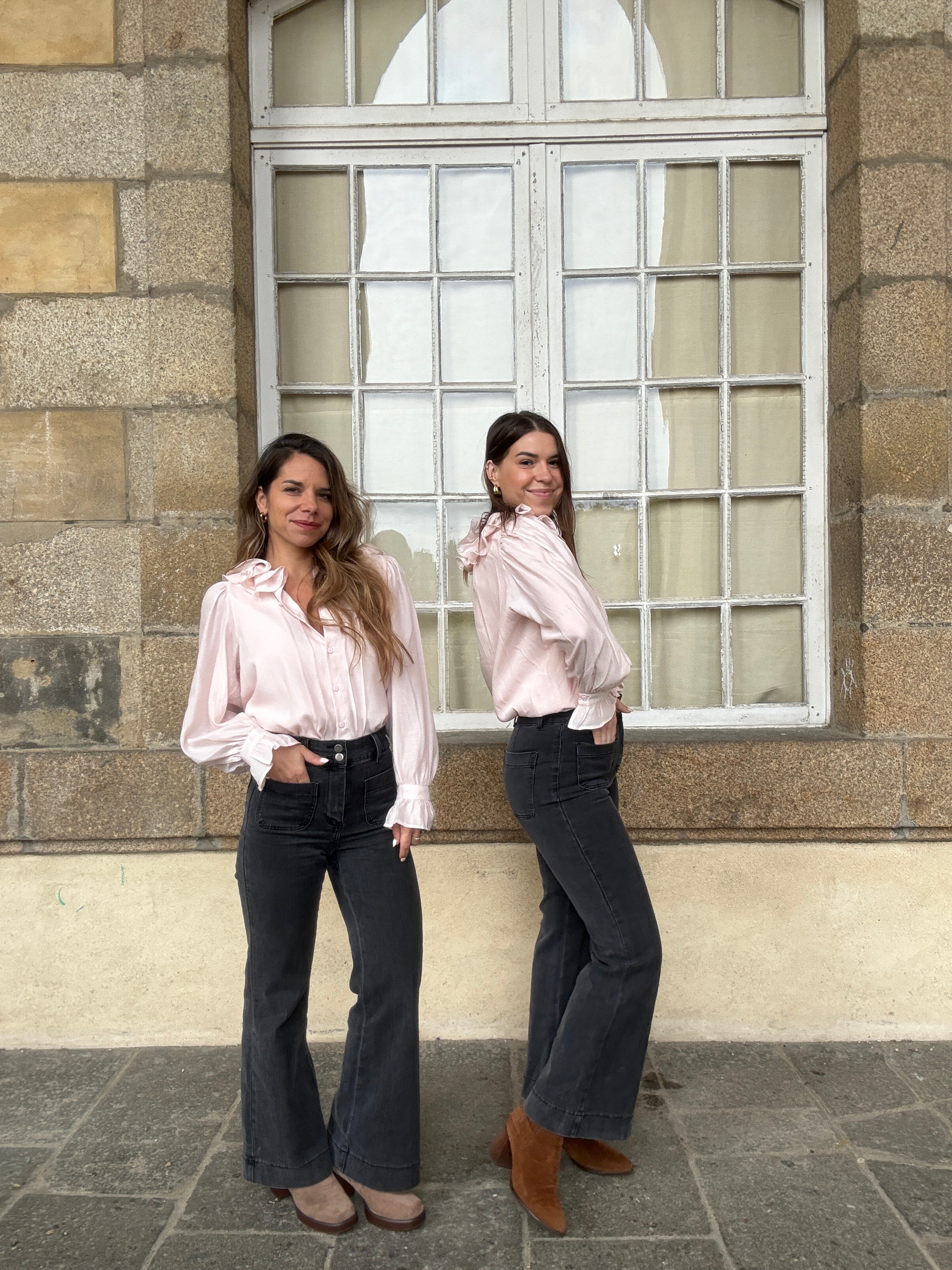 Blouse Brune Doux Rose
